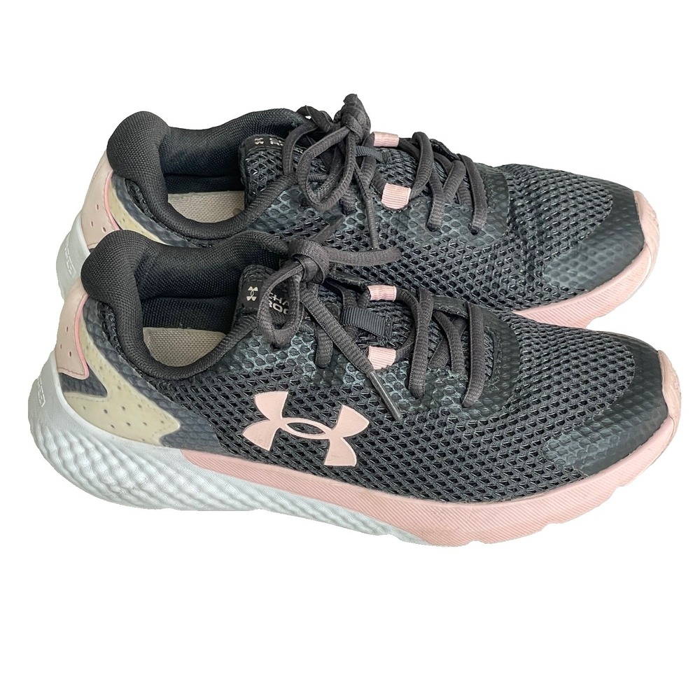 Under Armour Youth Size 5 GGS Charged Rogue 3 Girls Athletic Shoes Charcoal Gray
